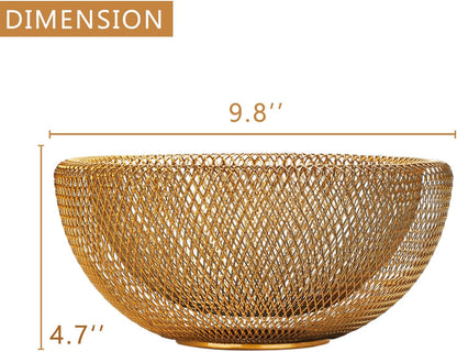 Metal Wire Woven Fruit Storage Bowl Basket for Kitchen, Large Black Mesh Fruit Stand, for Apple, Pineapple, Banana, Orange, Lemon, Pear, Strawberry, Watermelon (Black, Nomal)