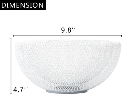 Metal Wire Woven Fruit Storage Bowl Basket for Kitchen, Large Black Mesh Fruit Stand, for Apple, Pineapple, Banana, Orange, Lemon, Pear, Strawberry, Watermelon (Black, Nomal)