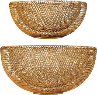 Metal Wire Woven Fruit Storage Bowl Basket for Kitchen, Large Black Mesh Fruit Stand, for Apple, Pineapple, Banana, Orange, Lemon, Pear, Strawberry, Watermelon (Black, Nomal)