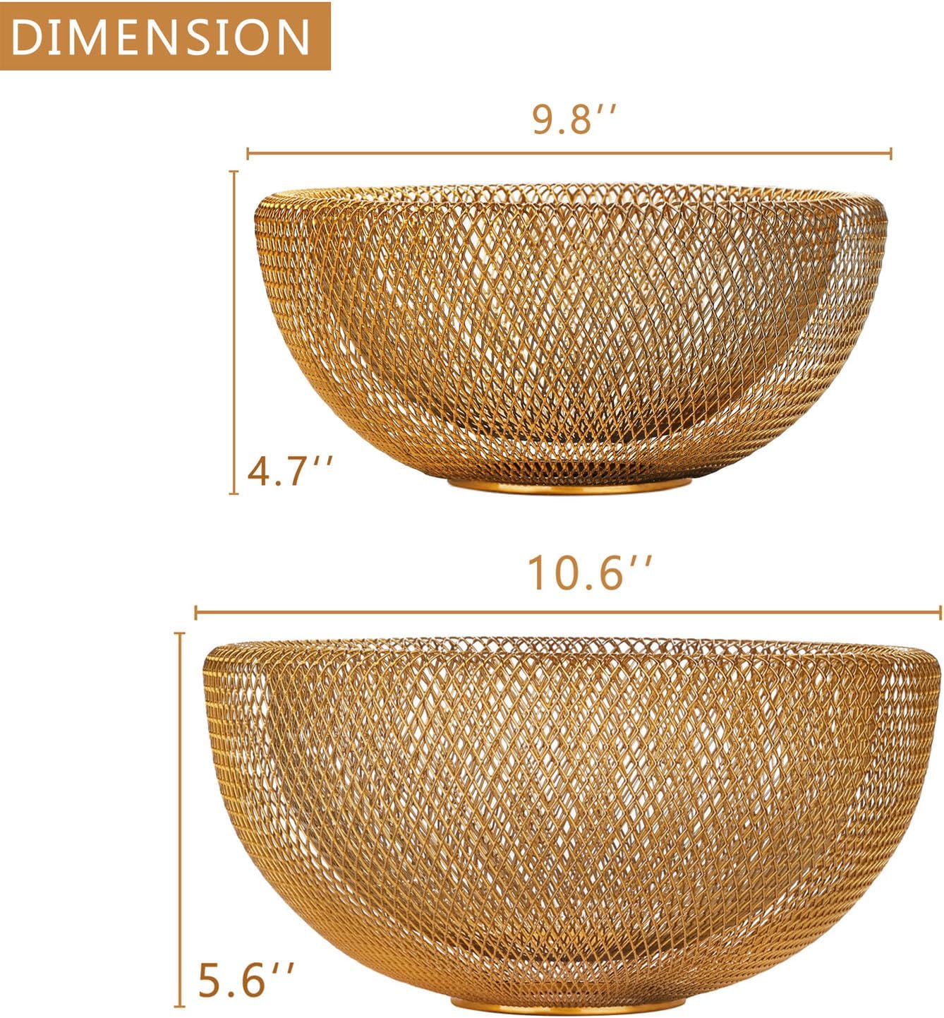 Metal Wire Woven Fruit Storage Bowl Basket for Kitchen, Large Black Mesh Fruit Stand, for Apple, Pineapple, Banana, Orange, Lemon, Pear, Strawberry, Watermelon (Black, Nomal)