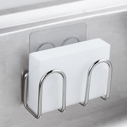 Kitchen Sink Sponge Holder, Rustproof SUS304 Stainless Steel | Sink Caddy for Sponges, Scrubbers, Soap. No Drilling, Adhesive, Compact sponge caddy, Kitchen Sink Accessories