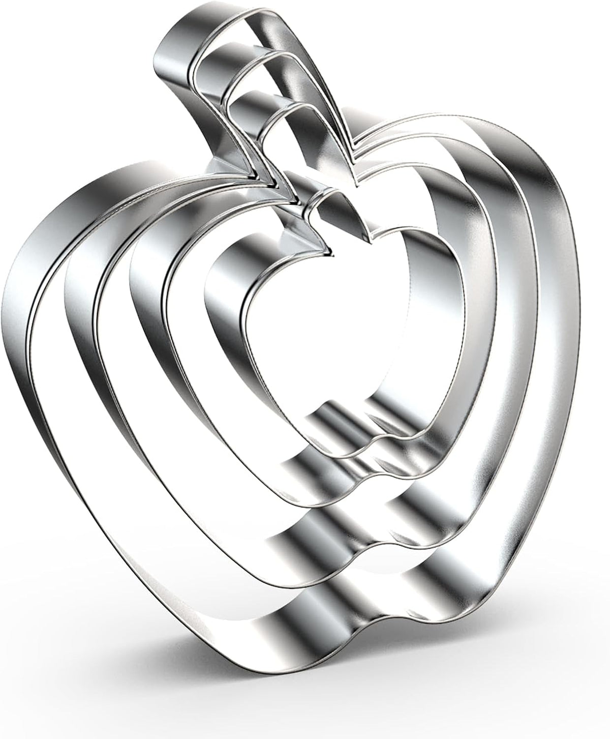 Apple Cookie Cutter Set Large Small Mini - 5 inch, 4 inch, 3 inch, 2 inch - 4 Piece Fruit Cookie Cutters Shapes Fondant Biscuit Clay Mold- Stainless Steel