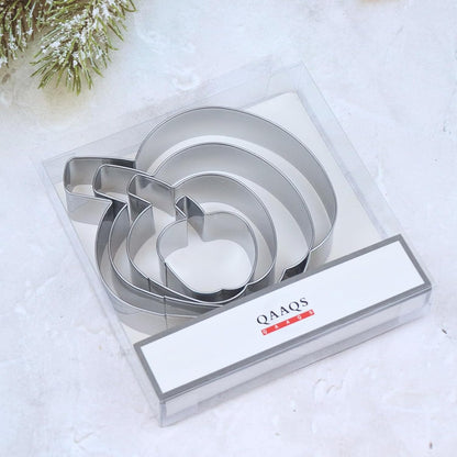 Apple Cookie Cutter Set Large Small Mini - 5 inch, 4 inch, 3 inch, 2 inch - 4 Piece Fruit Cookie Cutters Shapes Fondant Biscuit Clay Mold- Stainless Steel