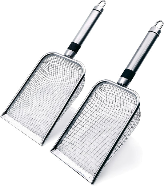 2 Pack Soil Sifter for Gardening, Stainless Steel Handle | Rust-Proof Garden Tool for Landscaping, Soil Prep. 3.8mm/5mm Mesh for Compost, Sand, Dirt, Rock,Two Sifters, No Swapping
