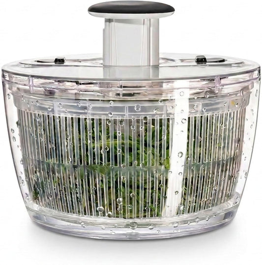 Large Salad Spinner, One-Handed Press-Type Vegetable Dryer, Built-in Filter Suitable for Fruits, Lettuce, and Vegetables; Salad Spinner, Lettuce Spinner 6.3 QT, Black