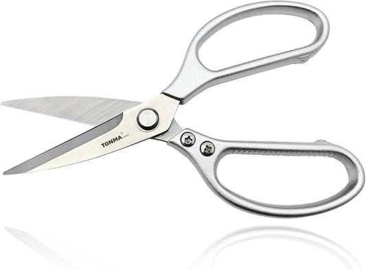 TONMA Kitchen Scissors for Food [Made in Japan] All-Purpose Kitchen Shears | 100% Japanese High Carbon Steel, Ultra-Sharp 4.0 mm Thickened Blades, Effortless Cutting, Ergonomic Ambidextrous