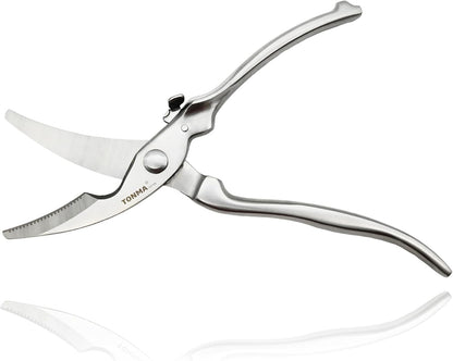 TONMA Kitchen Scissors for Food [Made in Japan] All-Purpose Kitchen Shears | 100% Japanese High Carbon Steel, Ultra-Sharp 4.0 mm Thickened Blades, Effortless Cutting, Ergonomic Ambidextrous