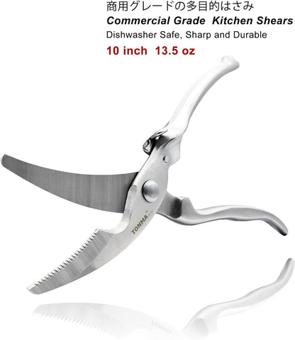 TONMA Kitchen Scissors for Food [Made in Japan] All-Purpose Kitchen Shears | 100% Japanese High Carbon Steel, Ultra-Sharp 4.0 mm Thickened Blades, Effortless Cutting, Ergonomic Ambidextrous