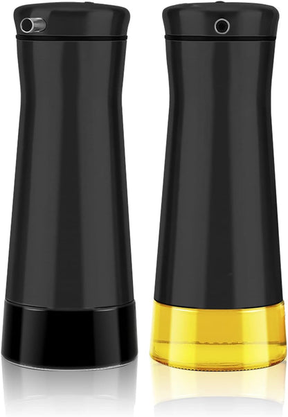 Black Oil And Vinegar Dispenser Set - 2 Pack Oil Dispenser Bottle for Kitchen with No-Drip - Black Kitchen Decor and Accessories for Home Restaurants Weddings