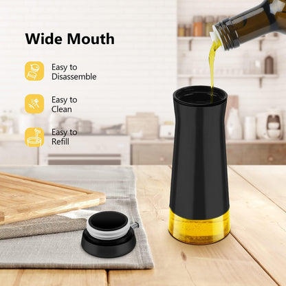 Black Oil And Vinegar Dispenser Set - 2 Pack Oil Dispenser Bottle for Kitchen with No-Drip - Black Kitchen Decor and Accessories for Home Restaurants Weddings
