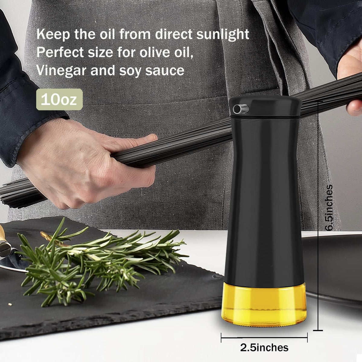 Black Oil And Vinegar Dispenser Set - 2 Pack Oil Dispenser Bottle for Kitchen with No-Drip - Black Kitchen Decor and Accessories for Home Restaurants Weddings
