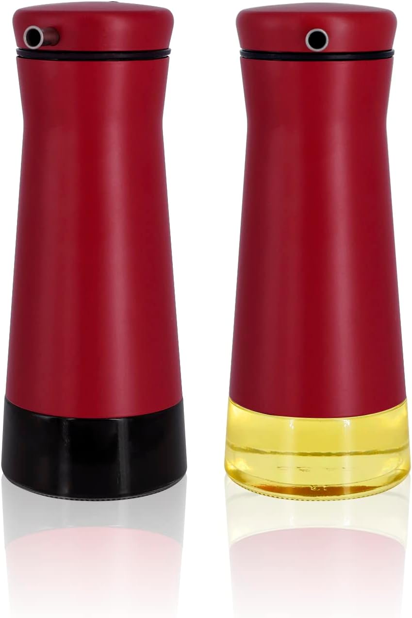 Black Oil And Vinegar Dispenser Set - 2 Pack Oil Dispenser Bottle for Kitchen with No-Drip - Black Kitchen Decor and Accessories for Home Restaurants Weddings