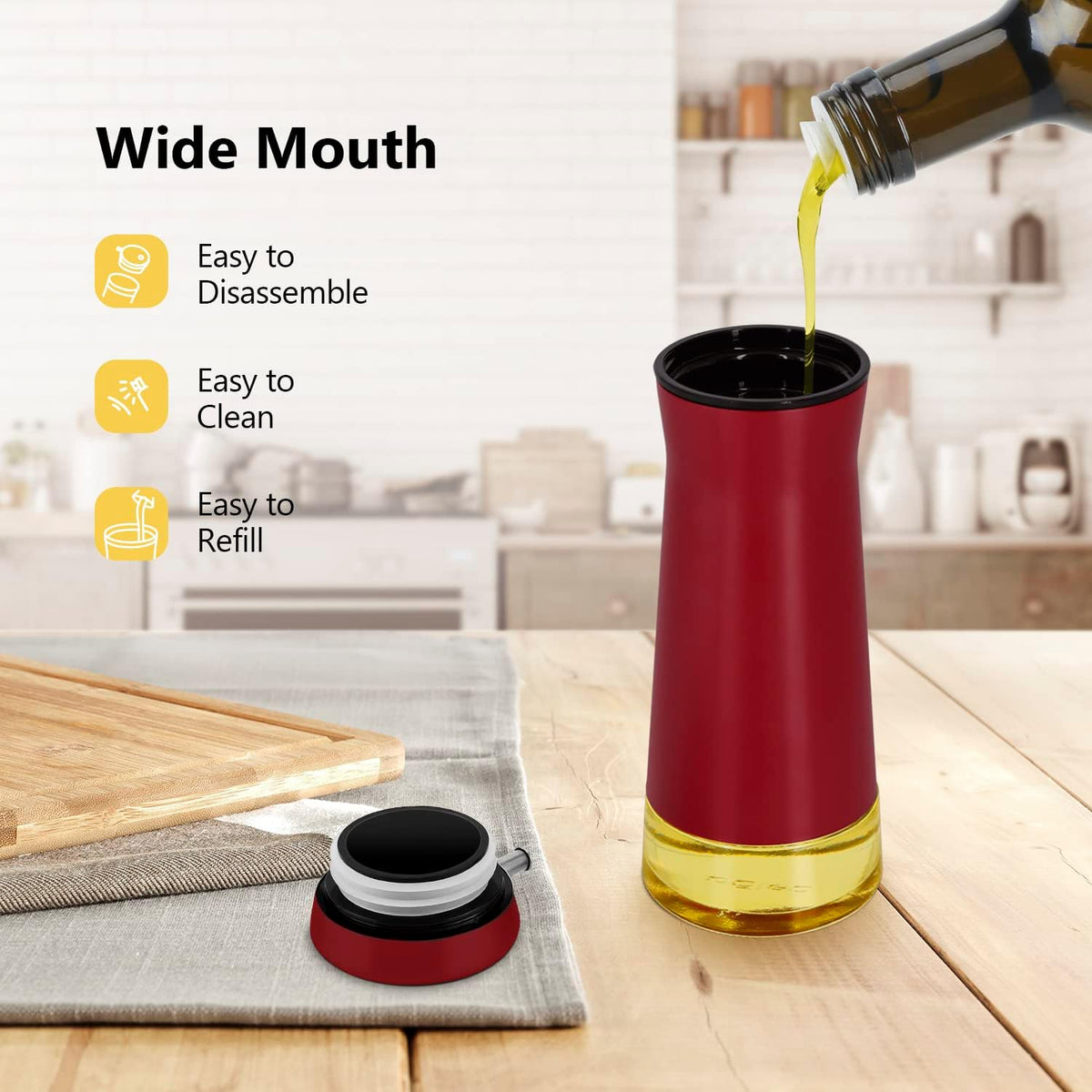 Black Oil And Vinegar Dispenser Set - 2 Pack Oil Dispenser Bottle for Kitchen with No-Drip - Black Kitchen Decor and Accessories for Home Restaurants Weddings