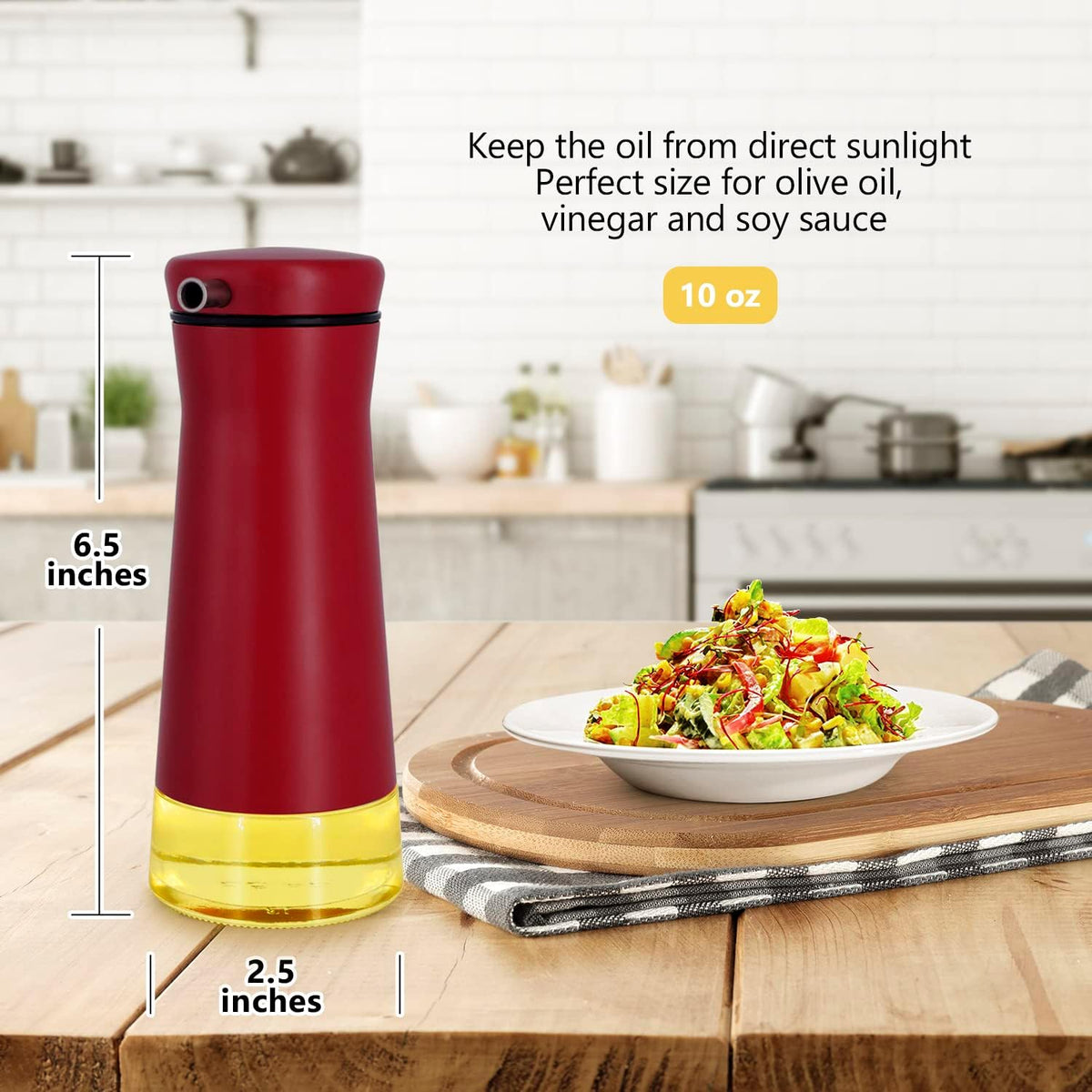 Black Oil And Vinegar Dispenser Set - 2 Pack Oil Dispenser Bottle for Kitchen with No-Drip - Black Kitchen Decor and Accessories for Home Restaurants Weddings