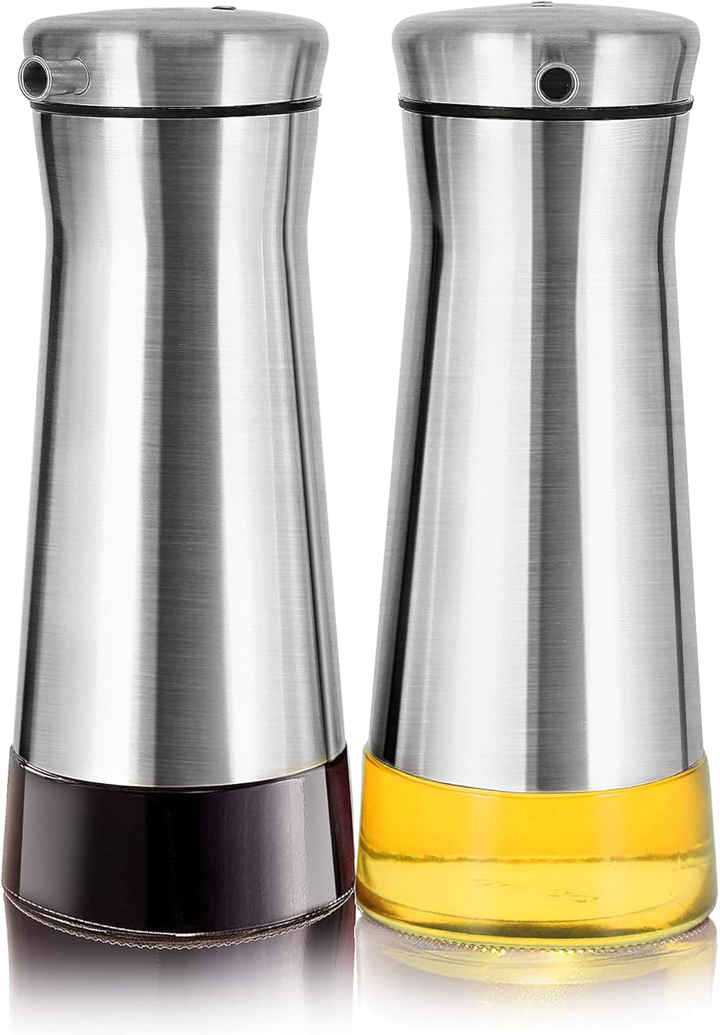 Black Oil And Vinegar Dispenser Set - 2 Pack Oil Dispenser Bottle for Kitchen with No-Drip - Black Kitchen Decor and Accessories for Home Restaurants Weddings