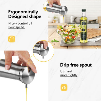 Black Oil And Vinegar Dispenser Set - 2 Pack Oil Dispenser Bottle for Kitchen with No-Drip - Black Kitchen Decor and Accessories for Home Restaurants Weddings