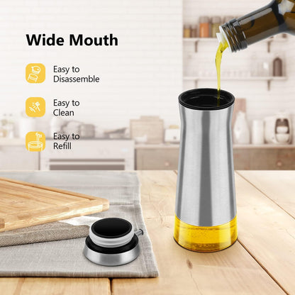 Black Oil And Vinegar Dispenser Set - 2 Pack Oil Dispenser Bottle for Kitchen with No-Drip - Black Kitchen Decor and Accessories for Home Restaurants Weddings