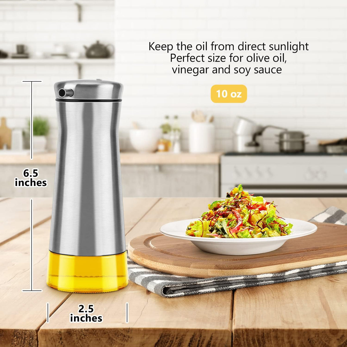Black Oil And Vinegar Dispenser Set - 2 Pack Oil Dispenser Bottle for Kitchen with No-Drip - Black Kitchen Decor and Accessories for Home Restaurants Weddings