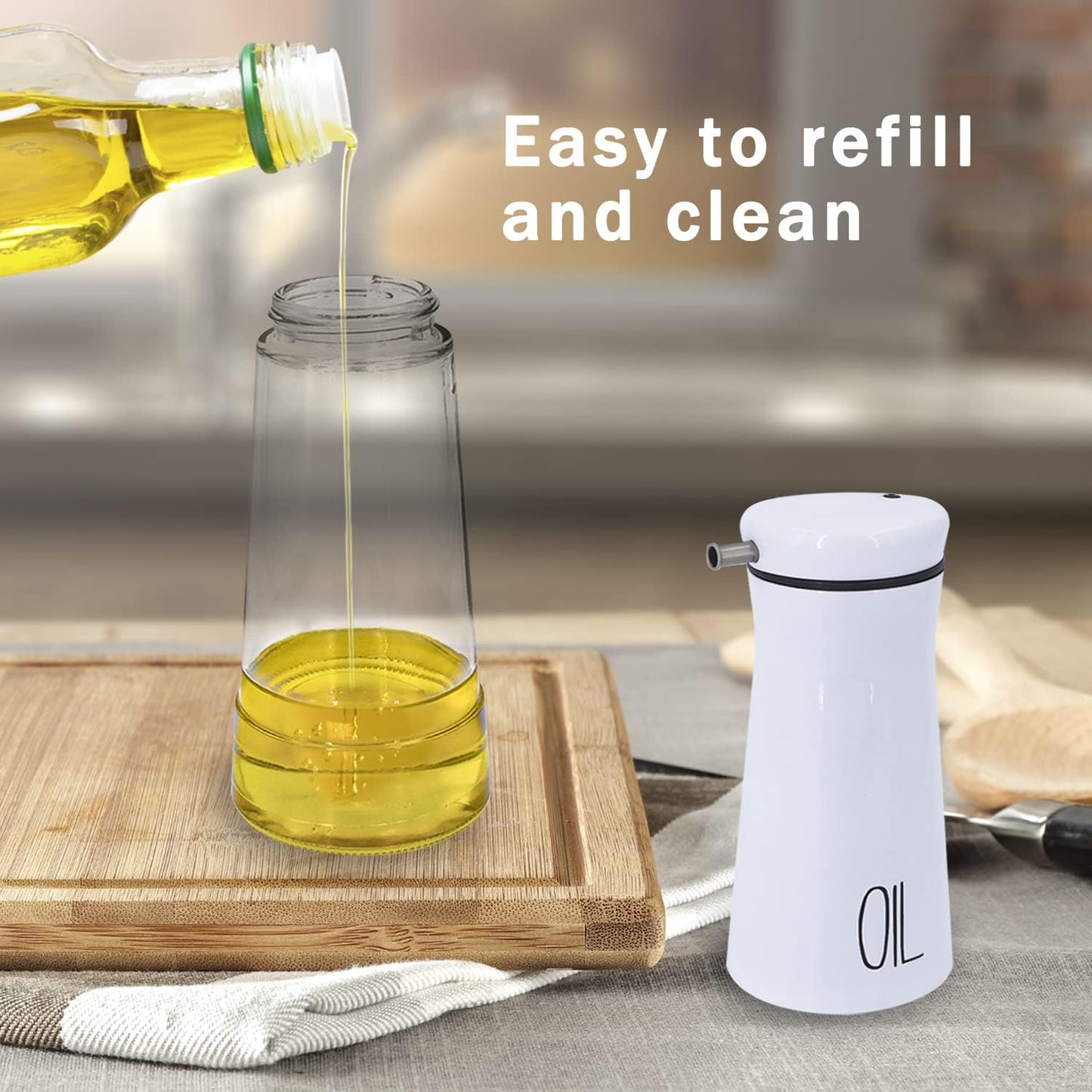 Black Oil And Vinegar Dispenser Set - 2 Pack Oil Dispenser Bottle for Kitchen with No-Drip - Black Kitchen Decor and Accessories for Home Restaurants Weddings