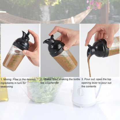 Salad Dressing Shaker 200ml Leakproof ABS-PP Seal for Soy Sauce Vinaigrette Oil Vinegar, One-Hand Flip Pour Operation, Home Kitchen, Office Fridge, Picnics