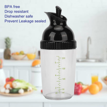 Salad Dressing Shaker 200ml Leakproof ABS-PP Seal for Soy Sauce Vinaigrette Oil Vinegar, One-Hand Flip Pour Operation, Home Kitchen, Office Fridge, Picnics