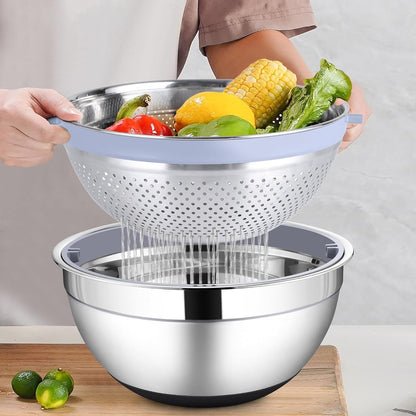 Mixing Bowl with Colander, 4-1 Bowl with Lids & 3Pcs Nesting Graters