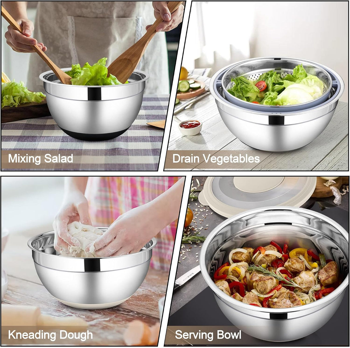 Mixing Bowl with Colander, 4-1 Bowl with Lids & 3Pcs Nesting Graters