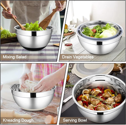 Mixing Bowl with Colander, 4-1 Bowl with Lids & 3Pcs Nesting Graters