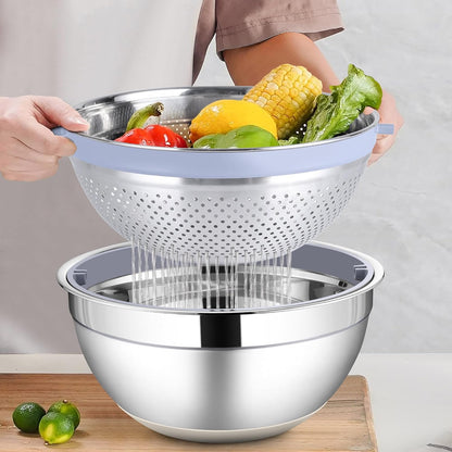 Mixing Bowl with Colander, 4-1 Bowl with Lids & 3Pcs Nesting Graters