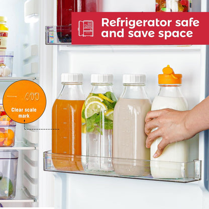 32 oz Glass Milk Bottles with Lid & Silicone Dispenser Cap, 2 Pack