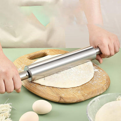 Rolling Pin, 11.8 Inch Stainless Steel for Kneading the Dough of Baking Bread, Pizza, Cookie, Noodles (S)