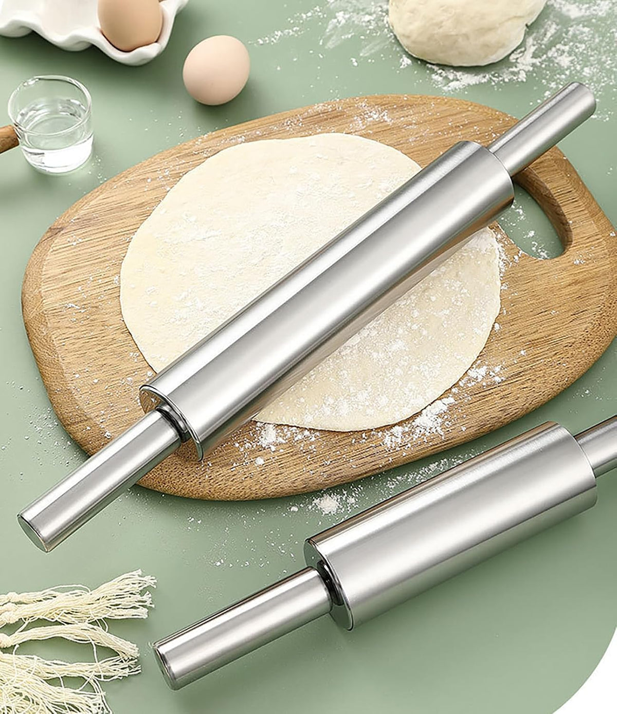 Rolling Pin, 11.8 Inch Stainless Steel for Kneading the Dough of Baking Bread, Pizza, Cookie, Noodles (S)