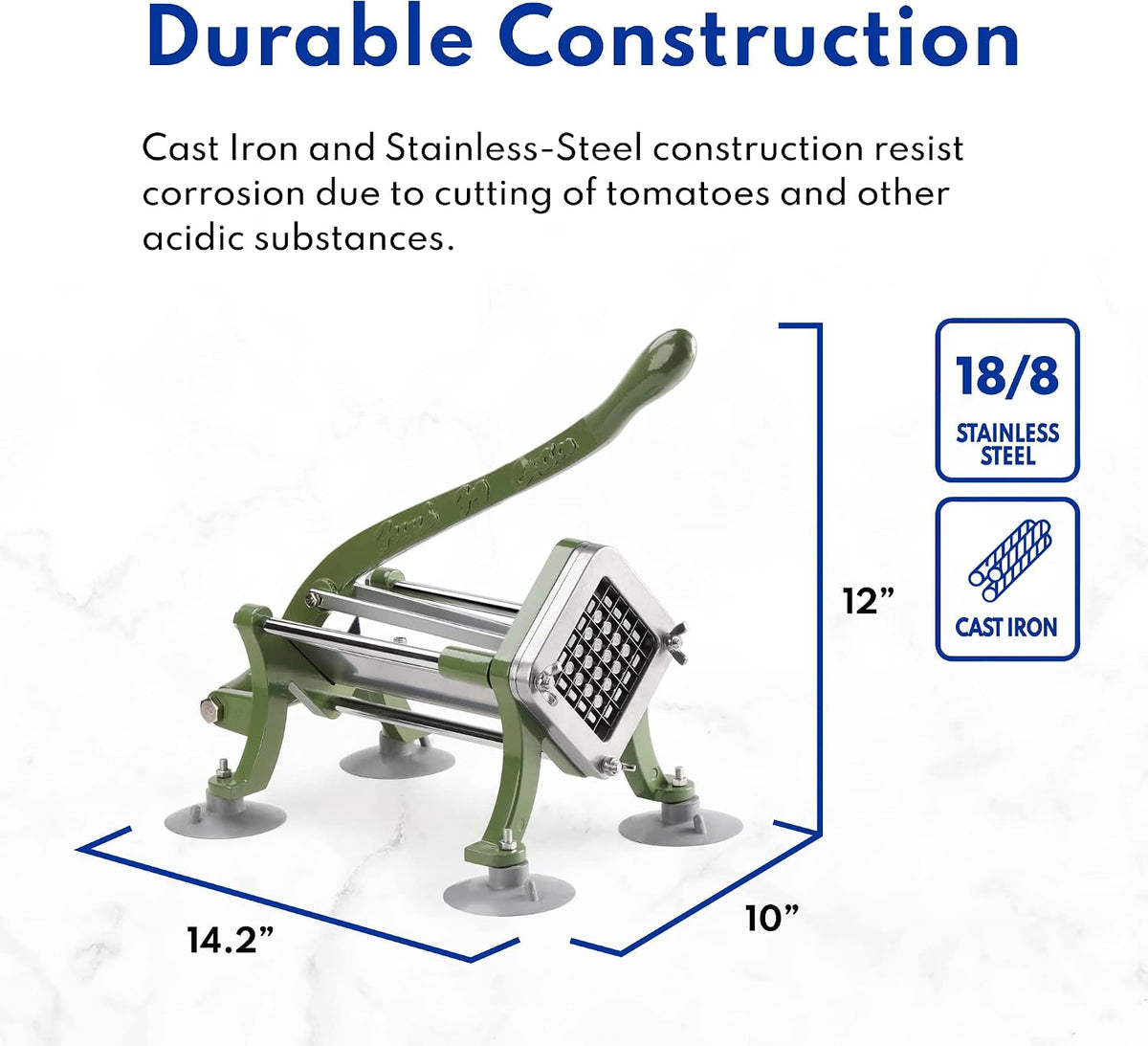42313 Commercial Restaurant French Fry Cutter with Suction Feet, 1/2-Inch