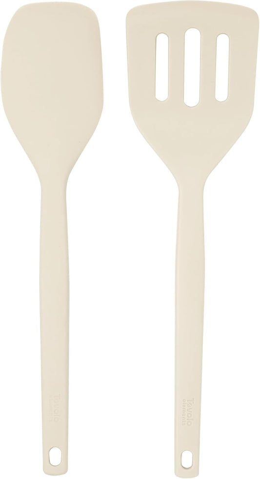 Elements Silicone Spatula Turner Set Kitchen Utensils Heat Resistant 600F Easy Clean Dishwasher Safe Nonstick Spatula Turner Bundle Cookware for Cooking Baking Mixing Tools, Oatmeal