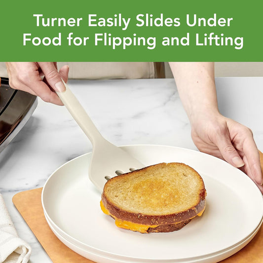 Elements Silicone Spatula Turner Set Kitchen Utensils Heat Resistant 600F Easy Clean Dishwasher Safe Nonstick Spatula Turner Bundle Cookware for Cooking Baking Mixing Tools, Oatmeal