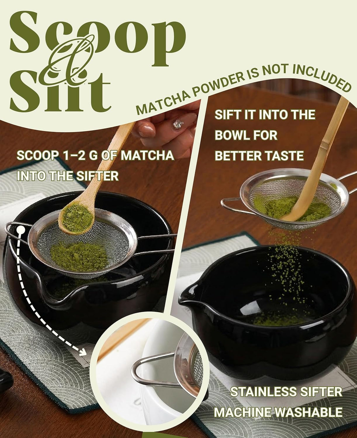 Matcha Whisk Set Gifts, 8 Pcs Ceramic Matcha Kit Set Includes Matcha Bowl, Matcha Whisk and Holder, Bamboo Spoon and Scoop, Scoop Rest, Sifter and Tea Towel - Sunflower