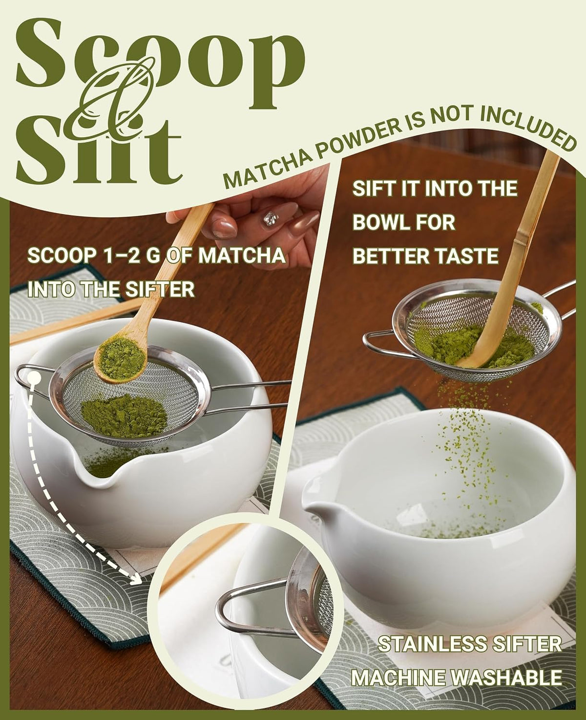 Matcha Whisk Set Gifts, 8 Pcs Ceramic Matcha Kit Set Includes Matcha Bowl, Matcha Whisk and Holder, Bamboo Spoon and Scoop, Scoop Rest, Sifter and Tea Towel - Sunflower
