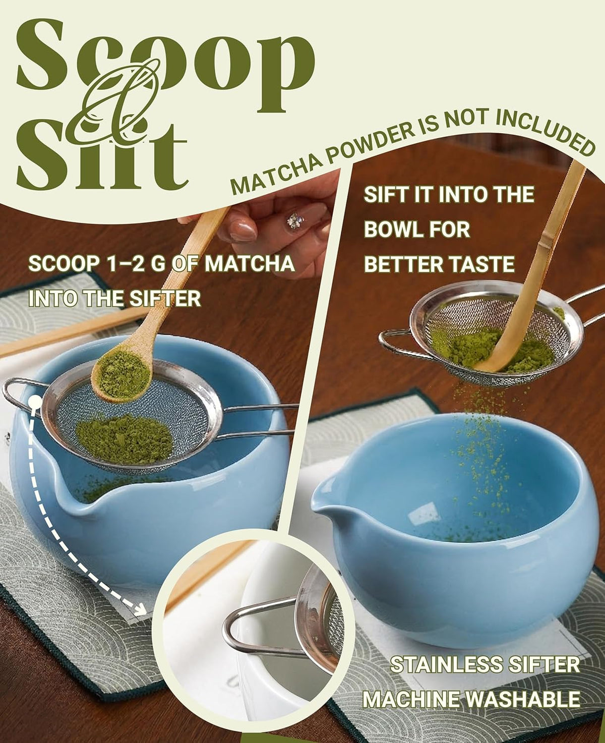 Matcha Whisk Set Gifts, 8 Pcs Ceramic Matcha Kit Set Includes Matcha Bowl, Matcha Whisk and Holder, Bamboo Spoon and Scoop, Scoop Rest, Sifter and Tea Towel - Sunflower