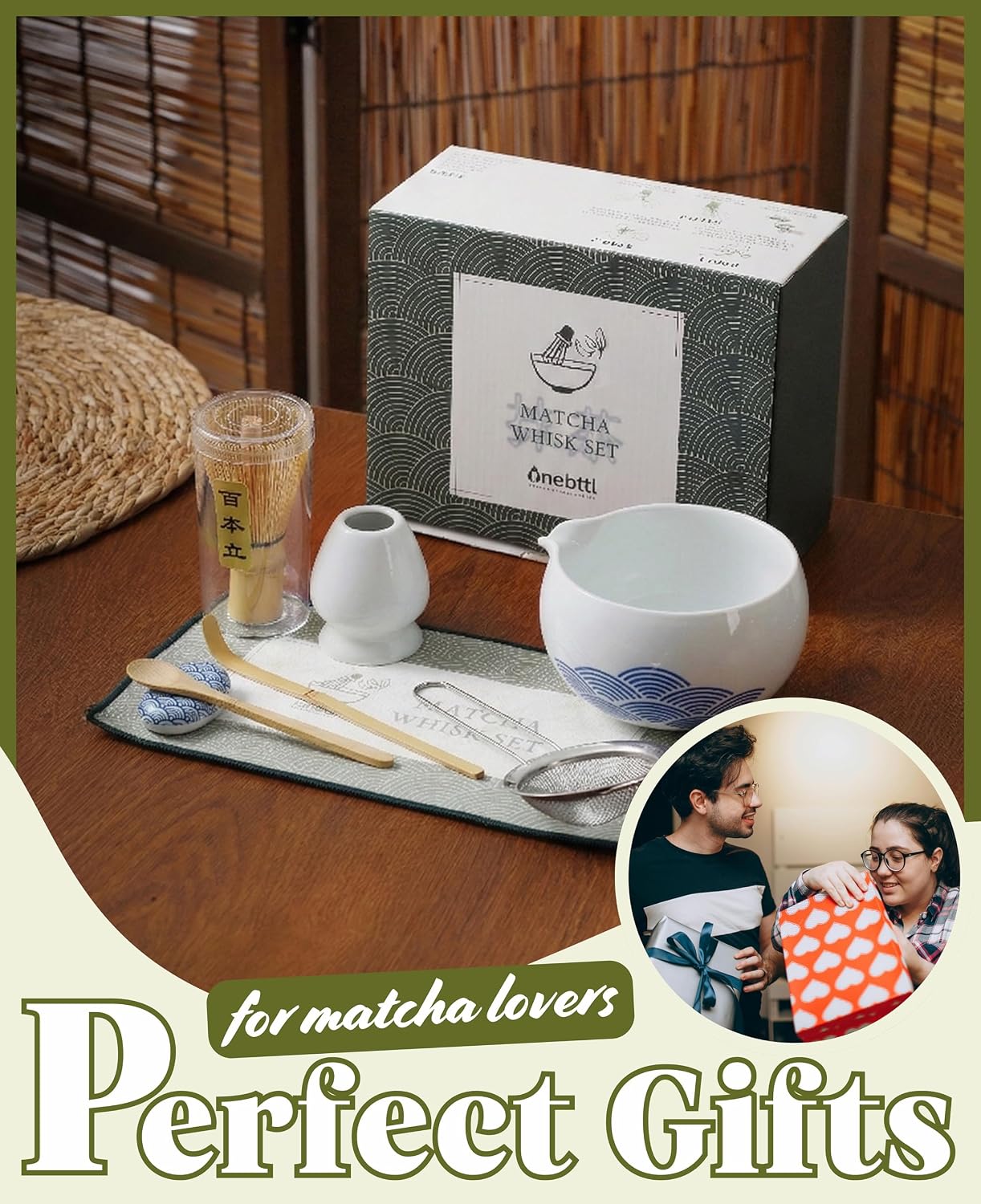 Matcha Whisk Set Gifts, 8 Pcs Ceramic Matcha Kit Set Includes Matcha Bowl, Matcha Whisk and Holder, Bamboo Spoon and Scoop, Scoop Rest, Sifter and Tea Towel - Sunflower