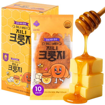 Korean Food Flat Croissant Snack Original, Crispy Butter Bites, 10 Pack
