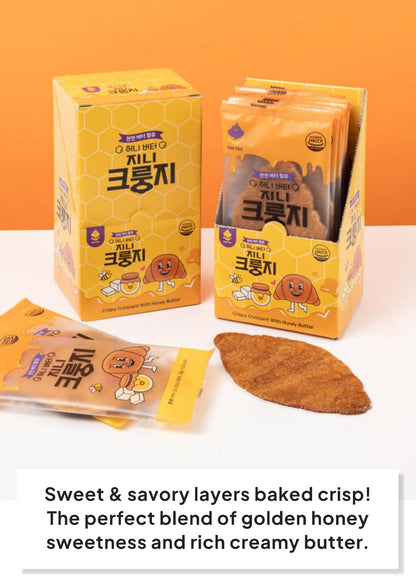 Korean Food Flat Croissant Snack Original, Crispy Butter Bites, 10 Pack