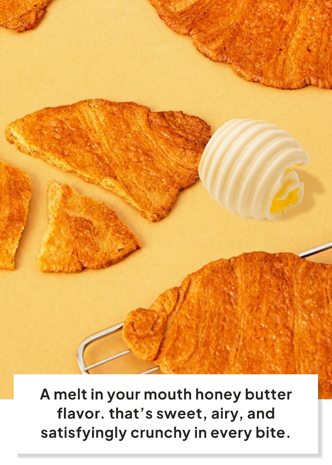 Korean Food Flat Croissant Snack Original, Crispy Butter Bites, 10 Pack
