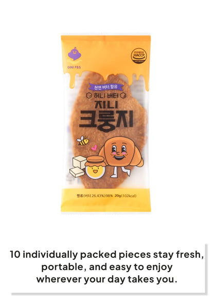 Korean Food Flat Croissant Snack Original, Crispy Butter Bites, 10 Pack