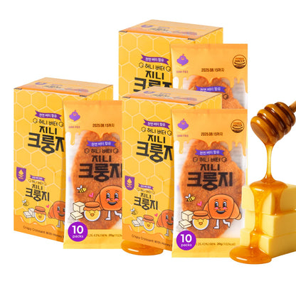 Korean Food Flat Croissant Snack Original, Crispy Butter Bites, 10 Pack