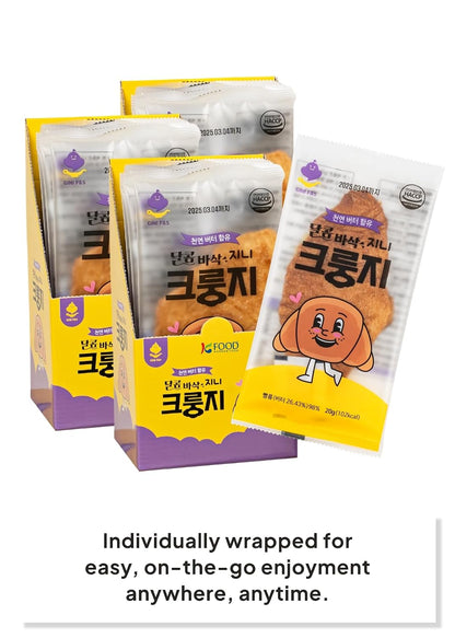 Korean Food Flat Croissant Snack Original, Crispy Butter Bites, 10 Pack