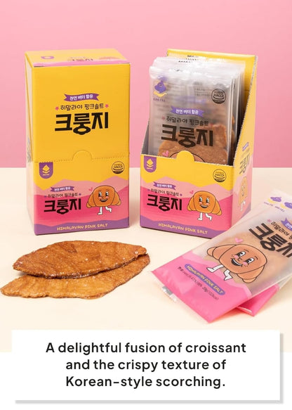 Korean Food Flat Croissant Snack Original, Crispy Butter Bites, 10 Pack