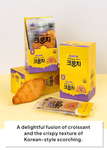 Korean Food Flat Croissant Snack Original, Crispy Butter Bites, 10 Pack