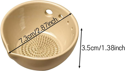 Herb Stripper Bowl 5 Holes with Garlic Grater - 2-in-1 Kitchen Tool for Parsley, Basil, Rosemary, Thyme, Mint - Dishwasher Safe - Gifts for Mom, Girlfriend, Cooking Lovers (Blue)