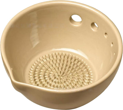 Herb Stripper Bowl 5 Holes with Garlic Grater - 2-in-1 Kitchen Tool for Parsley, Basil, Rosemary, Thyme, Mint - Dishwasher Safe - Gifts for Mom, Girlfriend, Cooking Lovers (Blue)