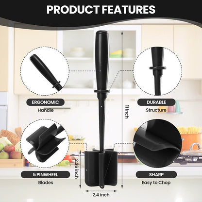 Premium Meat Chopper - 5 Curve Blade Ground Beef Smasher Tool - Heat-Resistant Nylon Meat Masher for Ground Beef, Hamburger, Potatoes - Non-Stick Ground Meat Chopper for Easy Mixing - Black